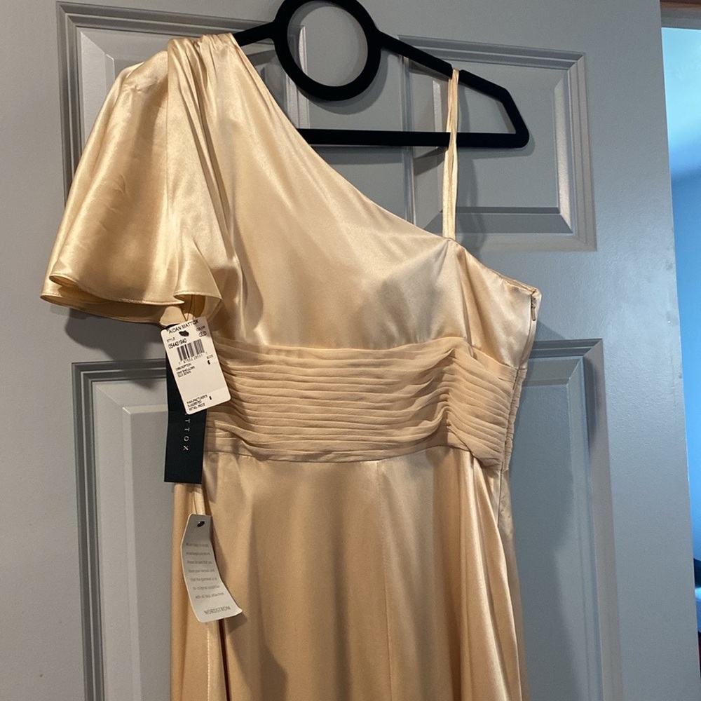 Aidan Mattox One-Shoulder Silk Gown